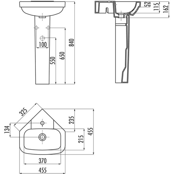 Раковина угловая Creavit Corner 45 см VT145.00000 фото 3