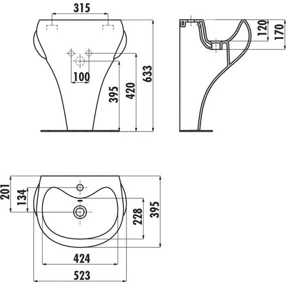 Раковина напольная детская Creavit Ducky 52 см DC052.00000 фото 6