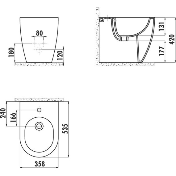 Биде напольное Creavit Free FE500.00000 фото 3