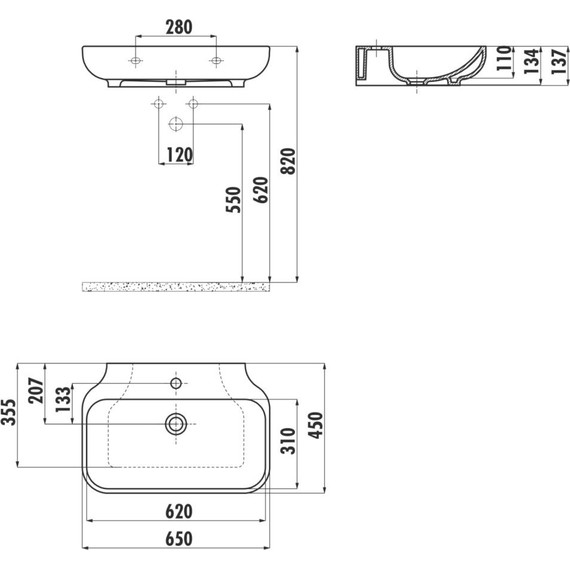 Раковина подвесная Creavit Free 65 см FE065.00000 - 5 Раковина подвесная Creavit Free 65 см FE065.00000 фото 5