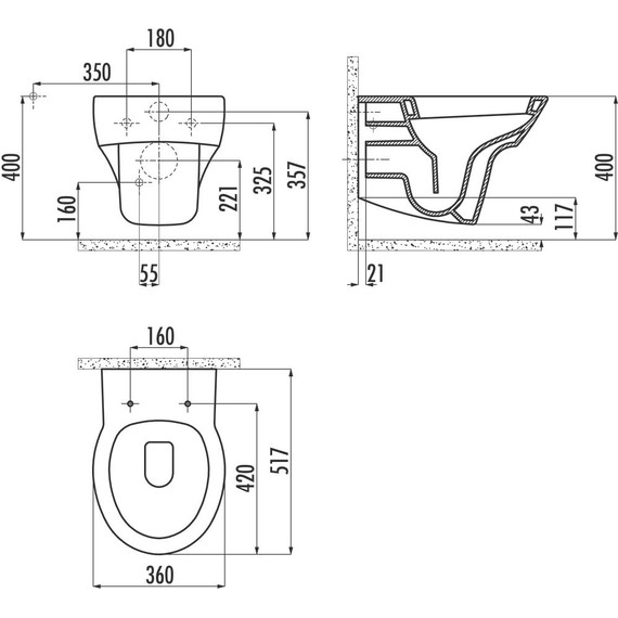 Унитаз подвесной Creavit Jaws JW320.00100 - 5 Унитаз подвесной Creavit Jaws JW320.00100 фото 5