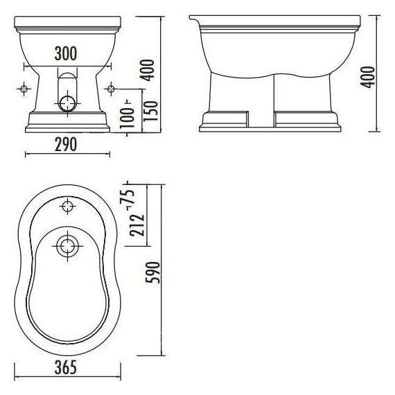 Биде напольное Creavit Klasik KL500.30000, карамель фото 2