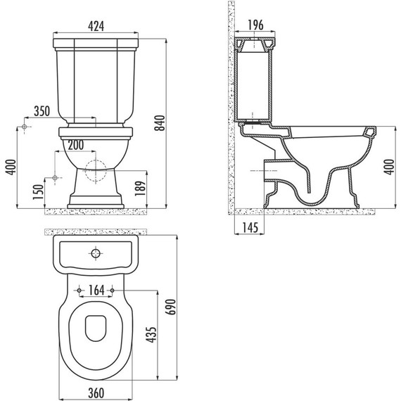 Унитаз-компакт Creavit Klasik KL310.001X0, декор Versaci, хром - 2 Унитаз-компакт Creavit Klasik KL310.001X0, декор Versaci, хром фото 2