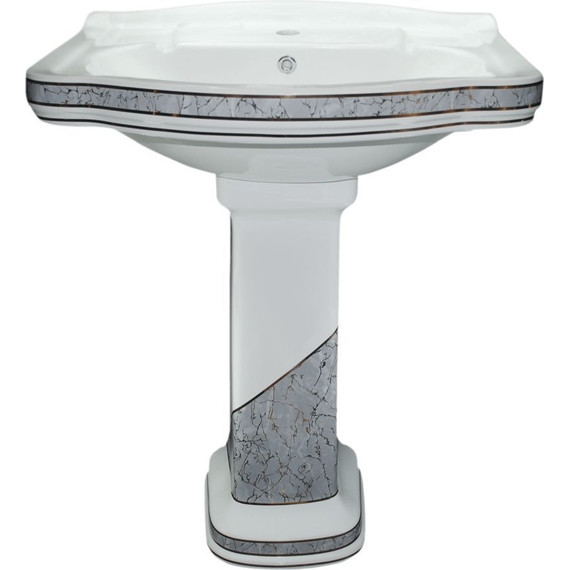 Раковина подвесная Creavit Klasik 65 см KL065.000I0, декор диагональ, серый - 2 Раковина подвесная Creavit Klasik 65 см KL065.000I0, декор диагональ, серый фото 2