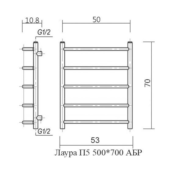 Полотенцесушитель водяной Domoterm Лаура АБР П5 500х700 мм, античная бронза - 5 Полотенцесушитель водяной Domoterm Лаура АБР П5 500х700 мм, античная бронза фото 5