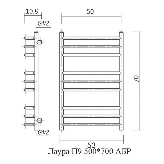 Полотенцесушитель водяной Domoterm Лаура АБР П9 500х700 мм, античная бронза фото 5