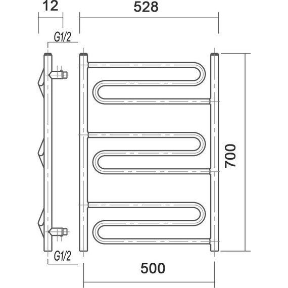 Полотенцесушитель водяной Domoterm Офелия АБР П9 500х700 мм, античная бронза фото 4