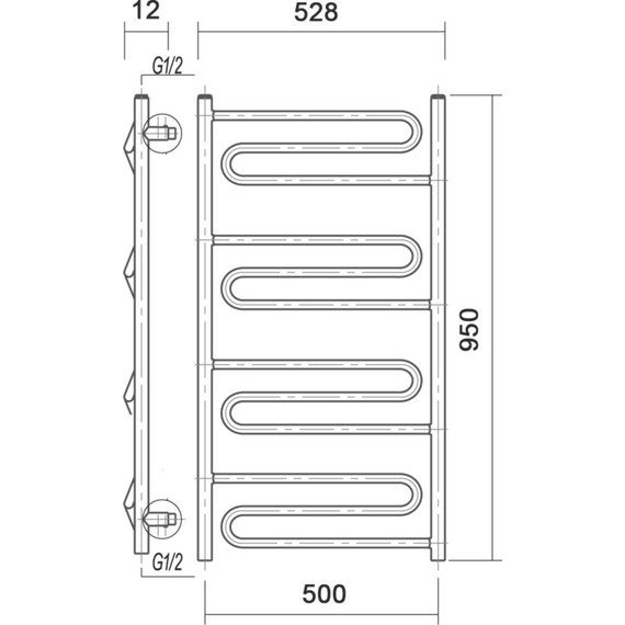 Полотенцесушитель водяной Domoterm Офелия АБР П12 500х950 мм, античная бронза фото 4