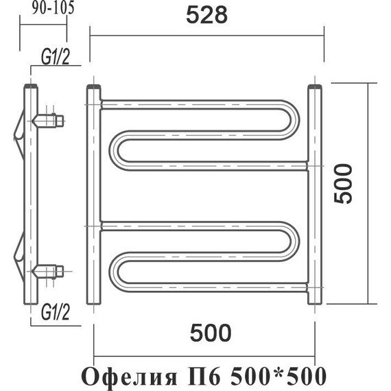 Полотенцесушитель водяной Domoterm Офелия П6 500х500 мм фото 4