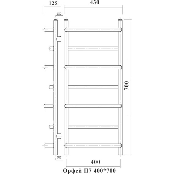 Полотенцесушитель водяной Domoterm Орфей П7 400х700 мм фото 3