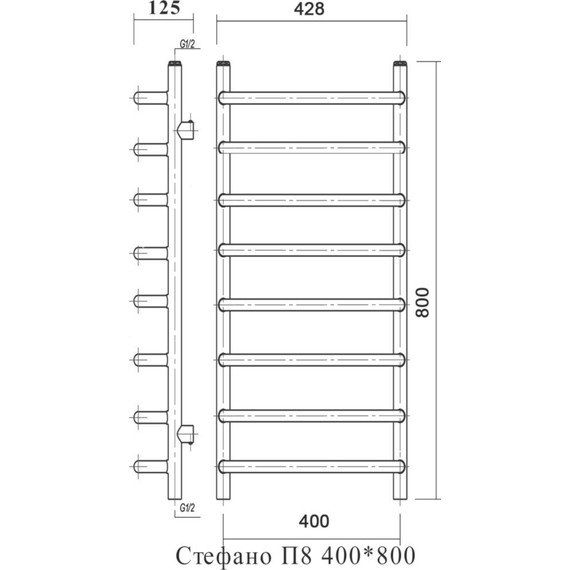 Полотенцесушитель водяной Domoterm Стефано П8 400х800 мм фото 4
