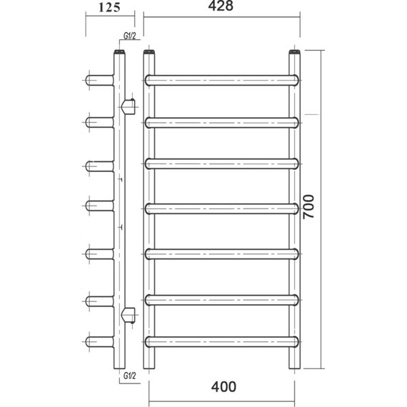 Полотенцесушитель водяной Domoterm Стефано АБР П7 400х700 мм, античная бронза фото 4