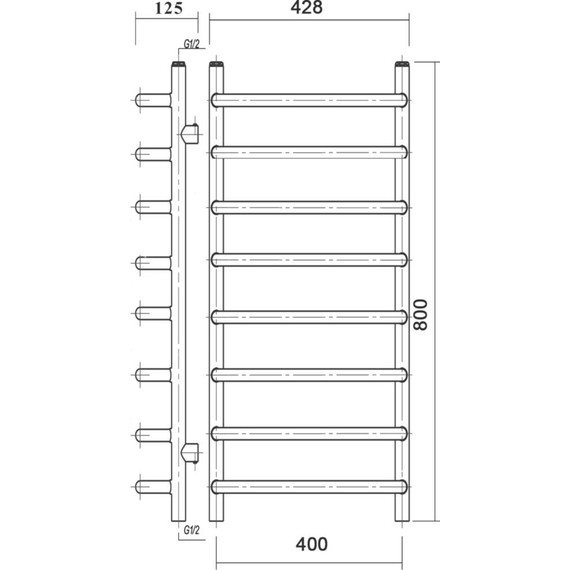 Полотенцесушитель водяной Domoterm Стефано АБР П8 400х800 мм, античная бронза фото 4