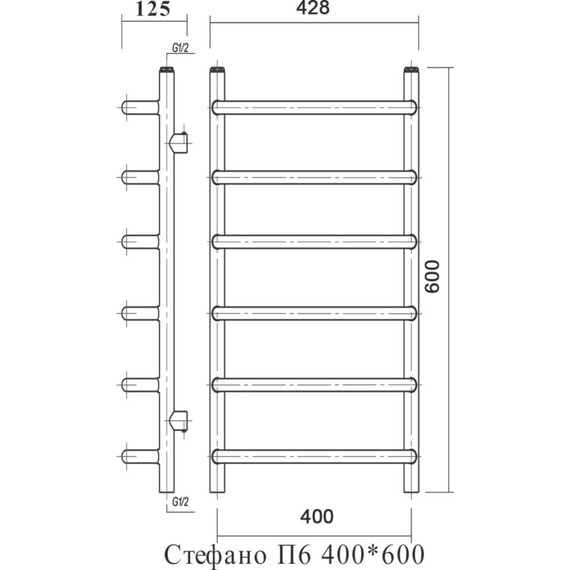 Полотенцесушитель водяной Domoterm Стефано П6 400х600 мм фото 4