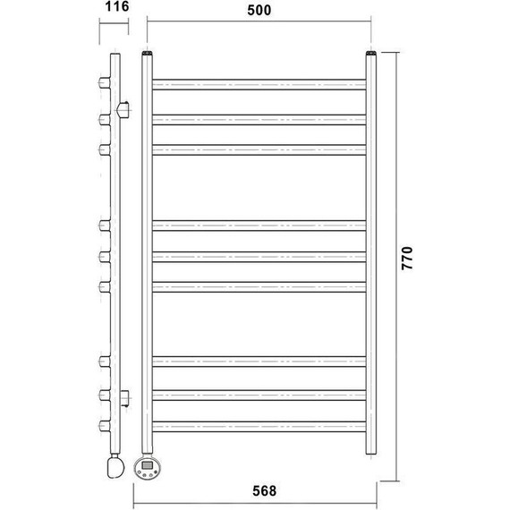Полотенцесушитель электрический Domoterm Калипсо БЕЛ П9 500х700 мм ER, белый фото 4