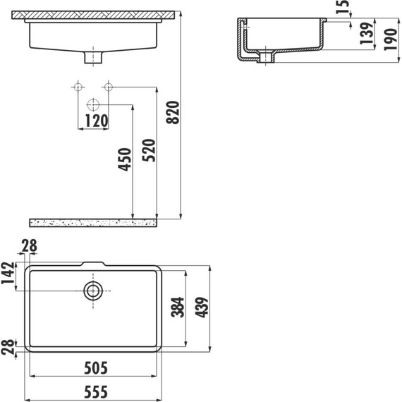 Раковина врезная под столешницу Creavit 50 см ТР738.00000 фото 3