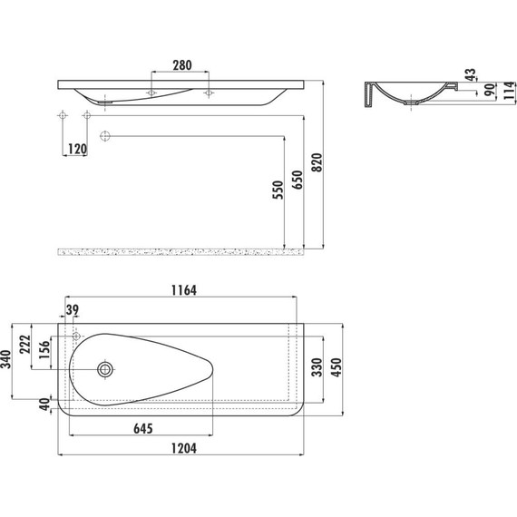 Раковина-столешница Creavit Damla 120 см TP120 - 4 Раковина-столешница Creavit Damla 120 см TP120 фото 4