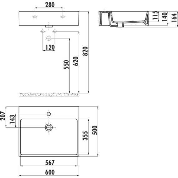 Раковина подвесная Creavit Next 60 см NX260.00000 фото 3