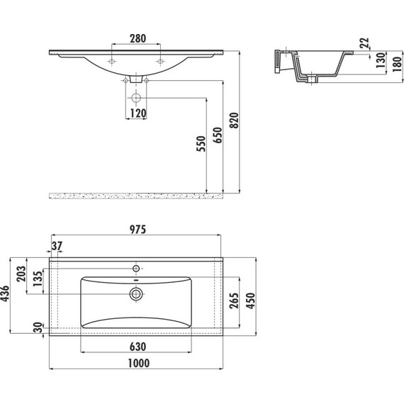 Раковина подвесная Creavit Su 100 см SU100.00000 - 5 Раковина подвесная Creavit Su 100 см SU100.00000 фото 5