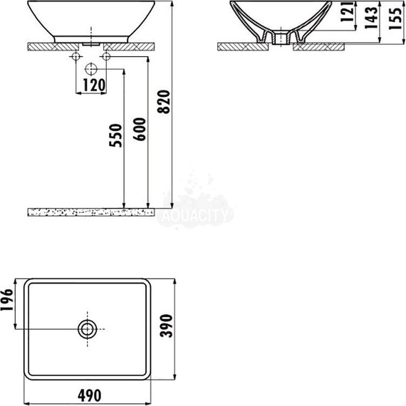 Раковина-чаша Creavit Tina 50 см TP140.4, черный фото 3