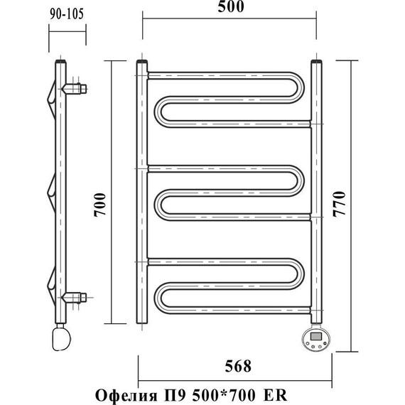 Полотенцесушитель электрический Domoterm Офелия П9 500х700 мм ER фото 4