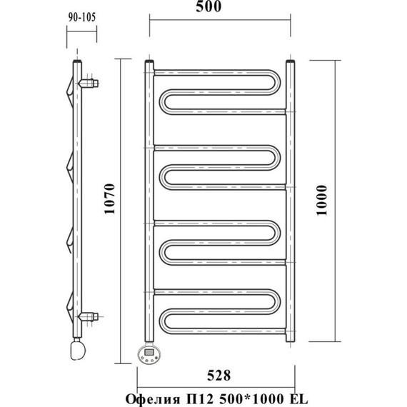 Полотенцесушитель электрический Domoterm Офелия П12 500х1000 мм EL фото 4