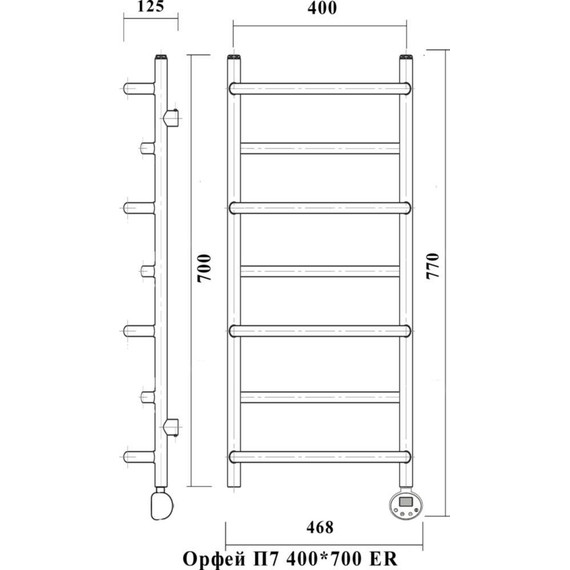 Полотенцесушитель электрический Domoterm Орфей П7 400х700 мм ER фото 3
