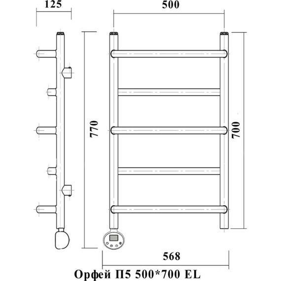 Полотенцесушитель электрический Domoterm Орфей АБР П5 500х700 мм ER, цвет античная бронза фото 4