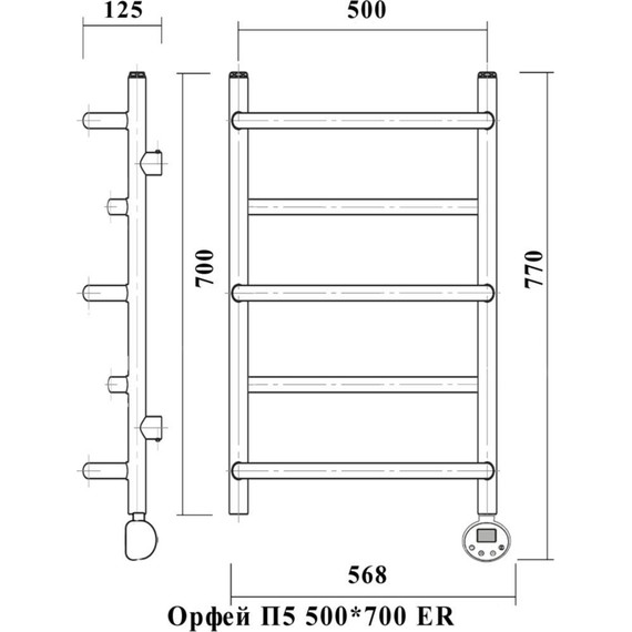 Полотенцесушитель электрический Domoterm Орфей П5 500х700 мм ER фото 3
