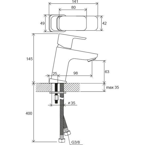 Смеситель для раковины Ravak 10° Free TD F 012.20 X070148, чёрный матовый - 5 Смеситель для раковины Ravak 10° Free TD F 012.20 X070148, чёрный матовый фото 5
