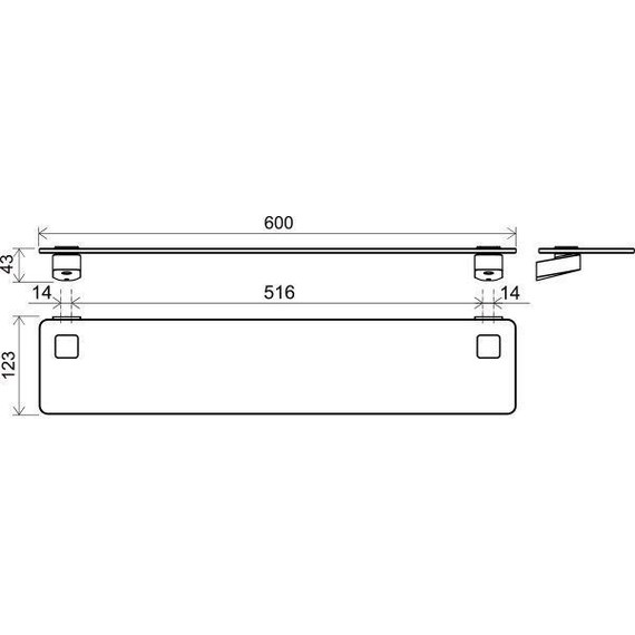 Полка стеклянная Ravak 10° 60 см X07P567, цвет чёрный фото 3