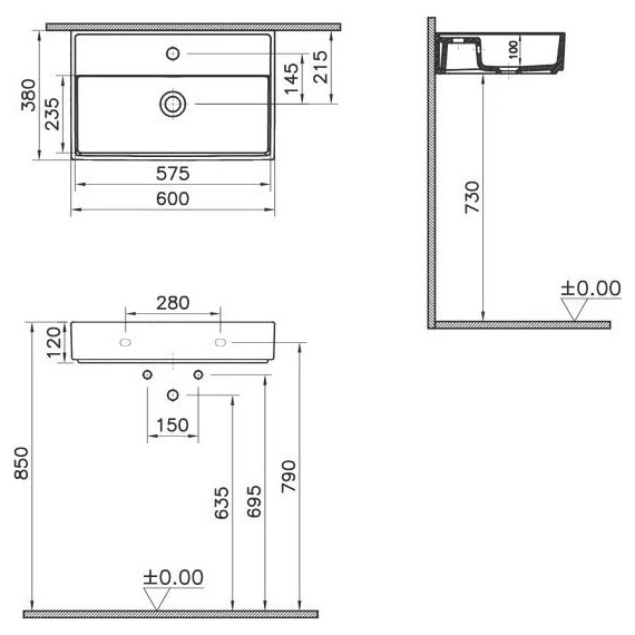 Раковина-чаша Vitra ArchiPlan 60 см 7401B003-0001 фото 3