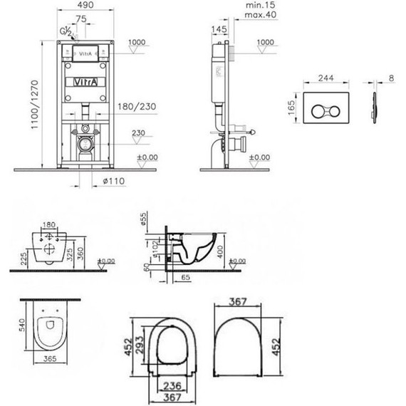 Инсталляция с подвесным безободковым унитазом Vitra Sento 9830B003-7207 - 5 Инсталляция с подвесным безободковым унитазом Vitra Sento 9830B003-7207 фото 5