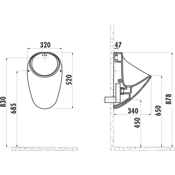 Писсуар подвесной Creavit TP635.00 (верхняя подводка) - 2 Писсуар подвесной Creavit TP635.00 (верхняя подводка) фото 2