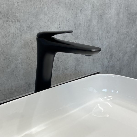 Смеситель для раковины высокий Comforty FC074B-CMT, черный матовый, Цвет производителя: чёрный матовый фото 2