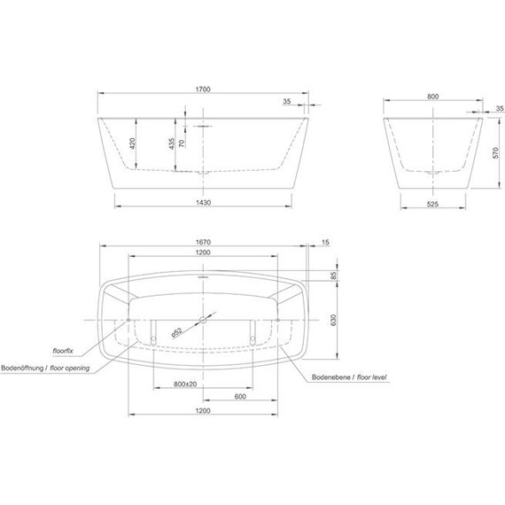 Ванна отдельностоящая Knief Cube 170x80 см 0100-284 фото 3