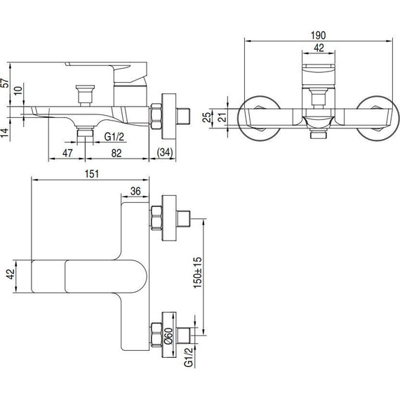 Смеситель для ванны AQG Alpha 01ALP400NG, черный матовый фото 4