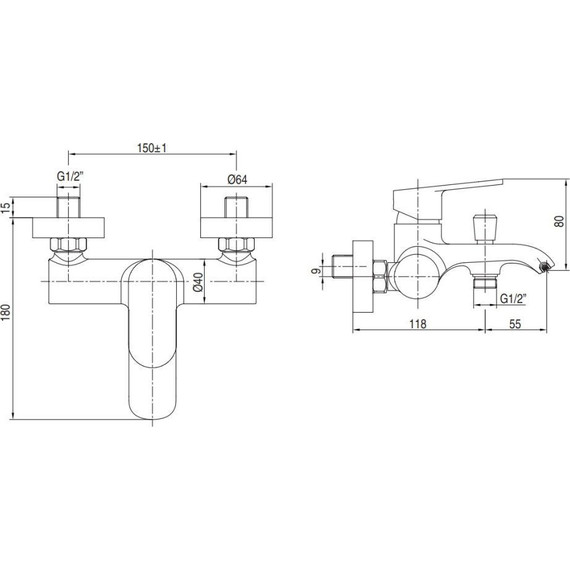 Смеситель для ванны AQG Beta 01BET400CR фото 4
