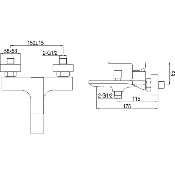 Смеситель для ванны AQG Bold 01BOL400CR фото 5