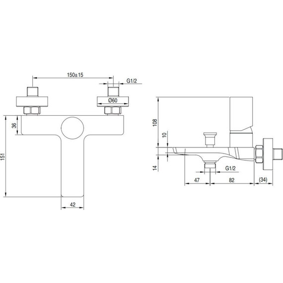 Смеситель для ванны AQG Tube 01TUB400CR фото 4