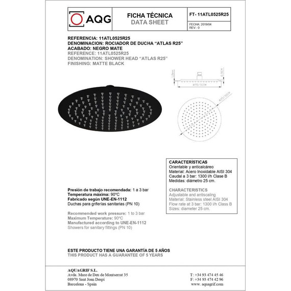 Душевая система для душа AQG Beta ER217 19BETER21705, черный матовый фото 3