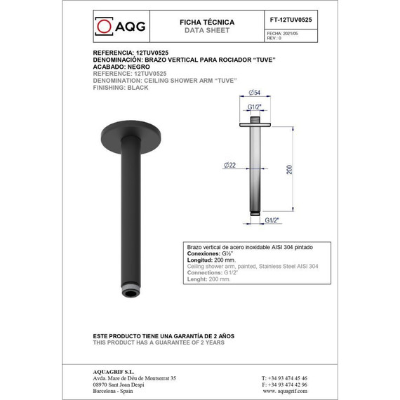 Душевая система для душа AQG Beta ER217 19BETER21705, черный матовый фото 4