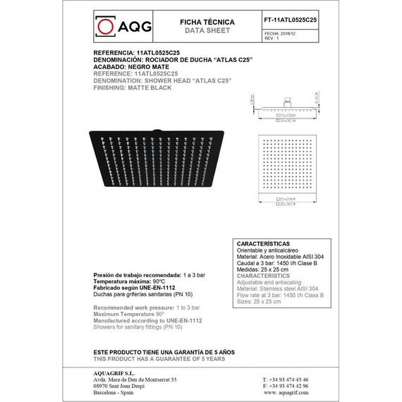 Душевая система для душа AQG Bold EC217 19BOLEC21705, черный матовый фото 3