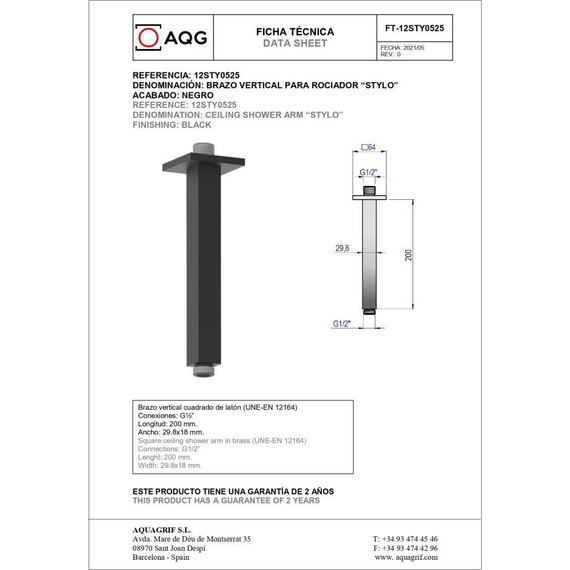 Душевая система для душа AQG Bold EC217 19BOLEC21705, черный матовый фото 4