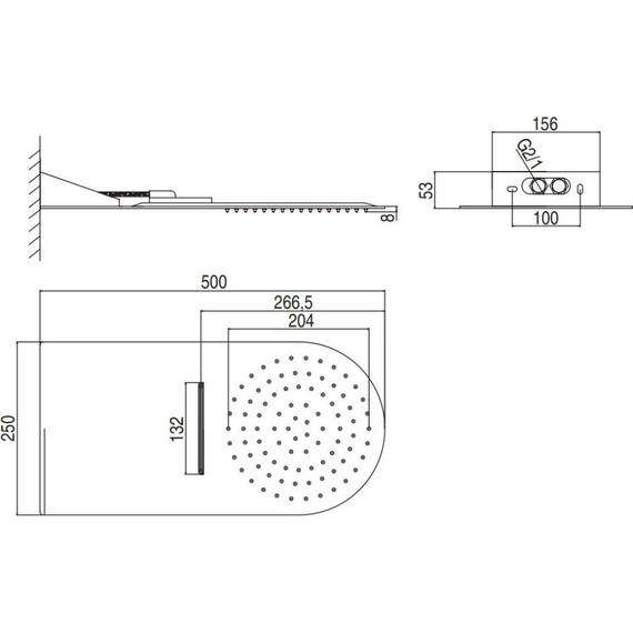 Верхний душ AQG Flow R2 500x250 мм 19FLO0220R2F фото 5