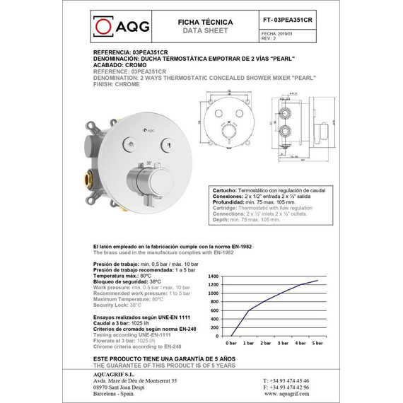 Душевая система для душа с термостатом AQG ER211 19PEAER21102 фото 2