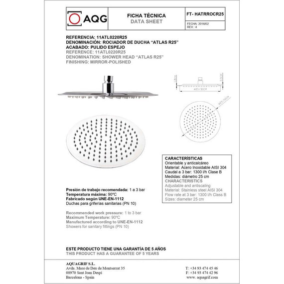 Душевая система для душа с термостатом AQG ER211 19PEAER21102 фото 3