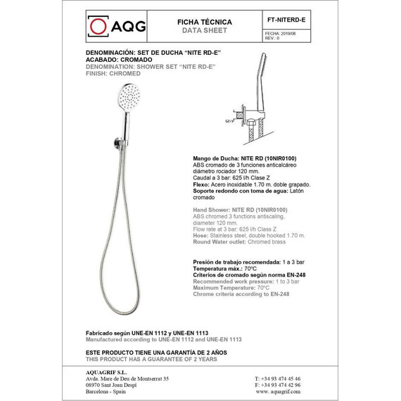 Душевая система для душа с термостатом AQG ER211 19PEAER21102 фото 5