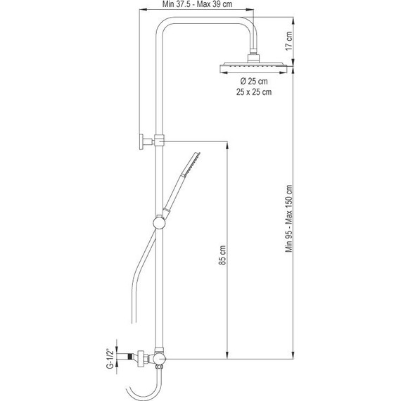 Душевая стойка с термостатом AQG Nite 20NITR25NID05, черный матовый фото 6