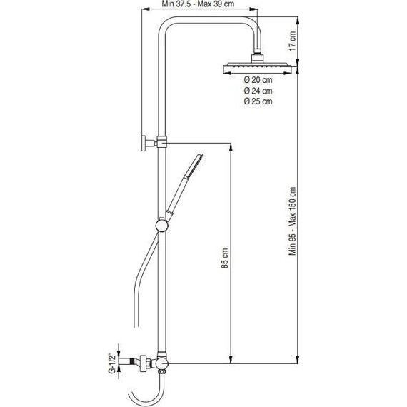 Душевая стойка с термостатом AQG Wind Blu RD 20WBR25OLB02 фото 4